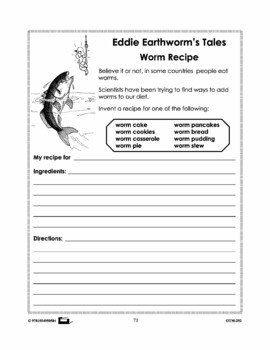 earthworm creative writing worksheets grades 2 3 by on the mark press