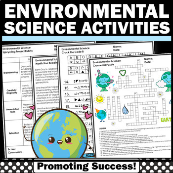 Preview of Earth Day Crossword Writing Paper Activities 5th Grade Research Project 2024