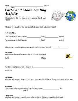 Preview of Astronom Earth and Moon Scaling Activity Math Practice Worksheet