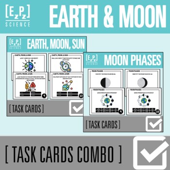 Preview of Earth and Moon Task Cards Activity Bundle | Print and Digital Science Task Cards