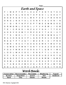 Earth and Space (TEKS 4.7abc) Word Search by Reincke's Education Store