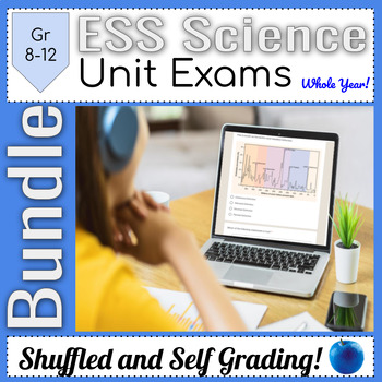Preview of Earth and Space Astronomy Science Unit Exams || 10 Self Grading Google Forms