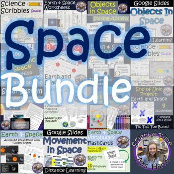 Preview of Earth and Space BUNDLE PowerPoint, Worksheets, Vocabulary, Flashcards, Quizzes