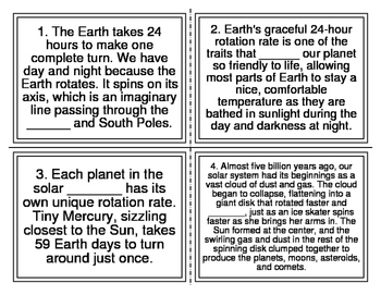 Preview of Earth and Space Cloze Task Cards (TEK 2.8D) 32 Cards