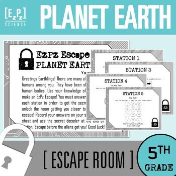 Preview of Earth and Space Escape Room Activity | 5th Grade Science Review Game