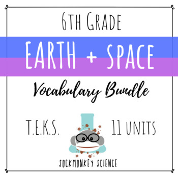 Preview of Earth + Space Science VOCABULARY BUNDLE - 6th Grade TEKS {Updated 2019}