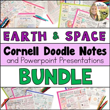 Preview of Earth and Space Science Notes Doodle Notes Middle School Science | Cornell Notes