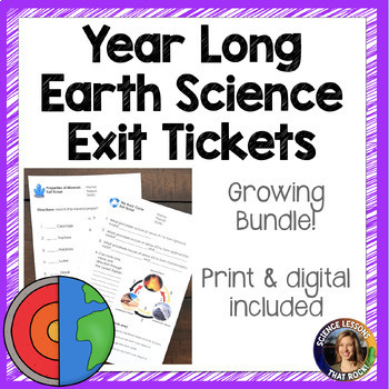 Preview of Earth and Space Science Exit Tickets GROWING Bundle