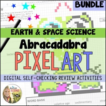 Preview of Earth and Space Science Pixel Art | Middle School Science Review Bundle