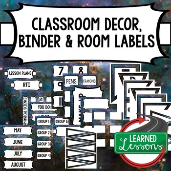 Preview of SECONDARY CLASSROOM DECOR, BINDER LABELS, Space Blue