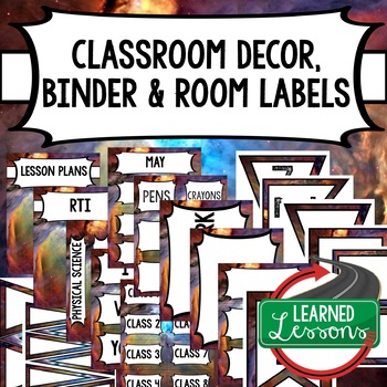 Preview of SECONDARY CLASSROOM DECOR, BINDER LABELS, Space Purple