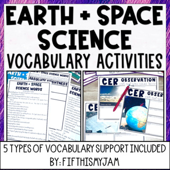Preview of Earth and Space Science Vocabulary Activities | Digital Included