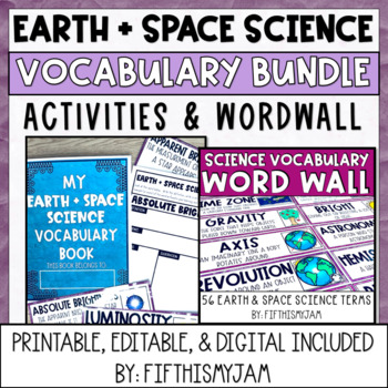 Preview of Earth and Space Science Word Wall and Vocabulary Activities | Digital Included