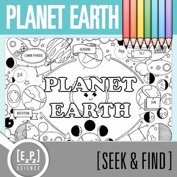 Preview of Earth and Space Vocabulary Search Activity | Seek and Find Science Doodle