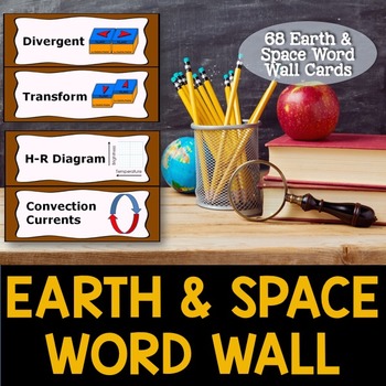 Preview of Earth and Space Word Wall Cards - English and Spanish