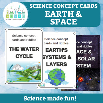 Preview of Earth and space concept cards and riddles BUNDLE