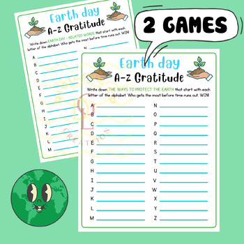 Preview of Earth day A-Z Gratitude Word race game Alphabet ABC activity early finishers 7th
