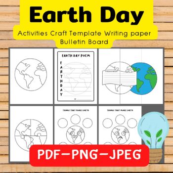 Preview of Earth day Activities Craft Template Writing paper Bulletin Board