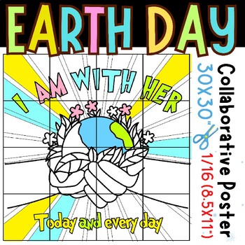 Preview of Earth day Collaborative coloring Poster Art project Craft