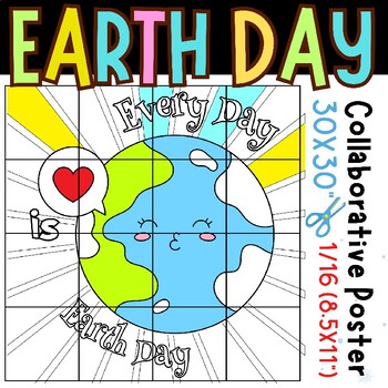 Preview of Earth day Collaborative coloring Poster Craft project Art - Earth Day Every Day