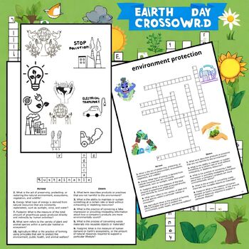 Preview of Earth day Crossword puzzles + coloring pages