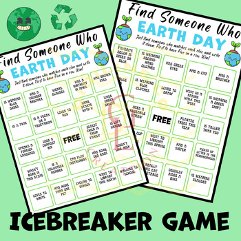 Preview of Earth day Find Someone Who game morning work Activities middle 5th 6th 7th