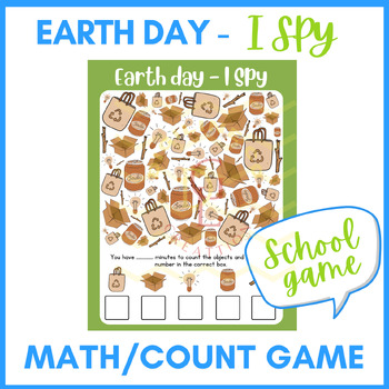 Preview of Earth day I Spy Counting math logic game Center classroom phonic no prep 4th 5th