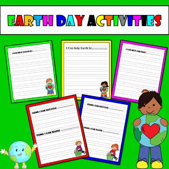Preview of Earth day Writing Prompts Templates for First Grade & Kindergarten
