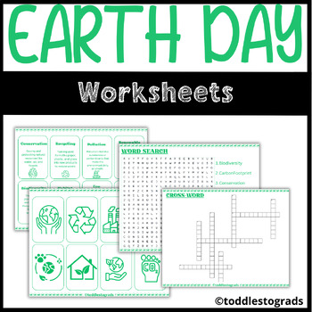 Preview of Earth day activities worksheet crossword word search