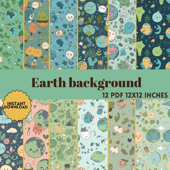 Preview of Earth day background, plant background, seamless digital paper.