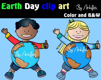 Preview of Earth day clip art - Color and black/white