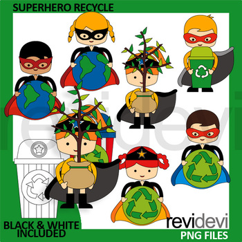 Preview of Earth day clip art - Superhero Recycle Clipart - Go green