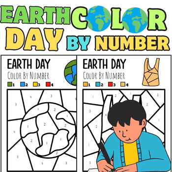 Preview of Earth day color by number -Earth Day Coloring Pages | April |Earth Day Activity