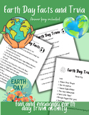 Earth day facts and trivia activity with answer key