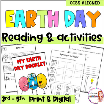 Preview of Earth day reading comprehension and activities worksheets - Writing, Math