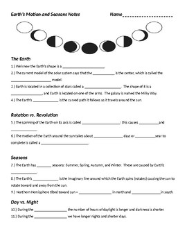 Preview of Earth in Space Guided Notes