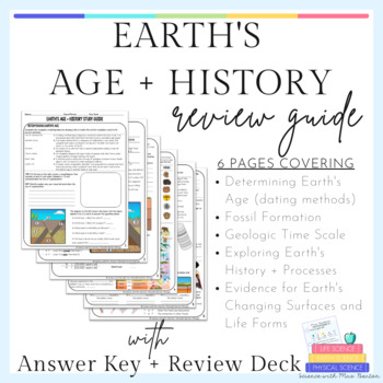 Preview of Earth's Age and History - Study Guide Review with Answer Key