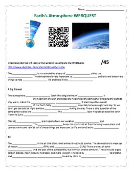 Preview of Earth's Atmosphere WebQuest