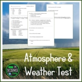 Earth's Atmosphere and Weather Test - Editable