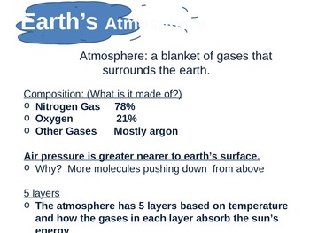 Preview of Earth's Atomosphere! The 5 Layers! Atmosphere PowerPoint