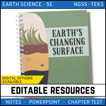 Preview of Earth's Changing Surface Notes, PowerPoint, and Test