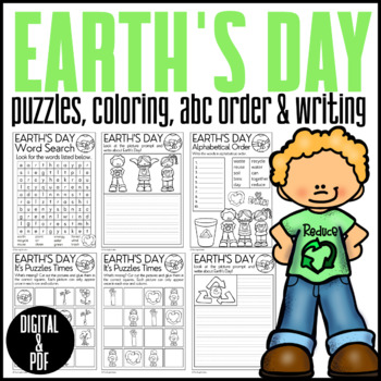 Preview of Earth's Day: PUZZLES/ABC ORDER/WORD SEARCH/ WRITING/DIGITAL