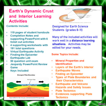 Preview of Earth's Dynamic Crust and Interior Learning Activities (Distance Learning)