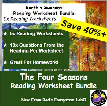 Preview of Earth's Four Seasons Reading Worksheet Bundle **Editable**