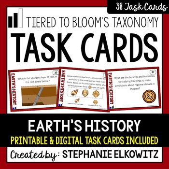 Preview of Earth's History Task Cards | Printable & Digital
