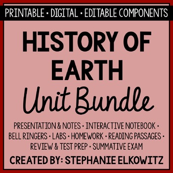 Preview of Earth's History Unit Bundle | Printable, Digital & Editable Components
