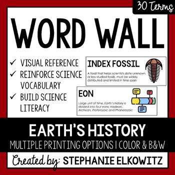 Preview of Earth's History Word Wall | Science Vocabulary