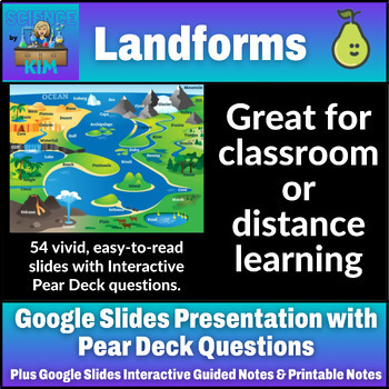 Preview of Earth's Landforms Google Slides with Pear Deck and Guided Notes