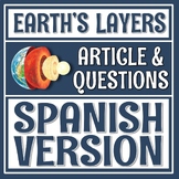 Earth's Layers Reading Article Text and Worksheet IN SPANISH