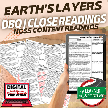 Preview of Earth's Layers Science Reading Comprehension Passages and Questions Google Print